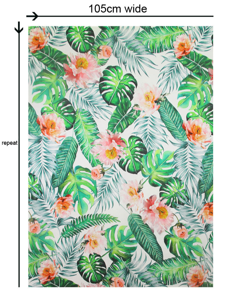 105CM Wide 91G/M Big Green Print Stretch Silk Satin Fabric for Summer Spring Smooth Suit Dress Jacket Skirt,DIY Sewing Material C019