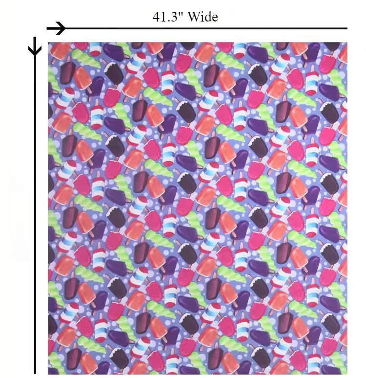 41.3'' Wide 20MM Stretch Silk Satin Fabric for DIY Sewing Spring Summer Dress Pants Pajamas Popsicle Print Blue Smooth Silk Fabric R1858