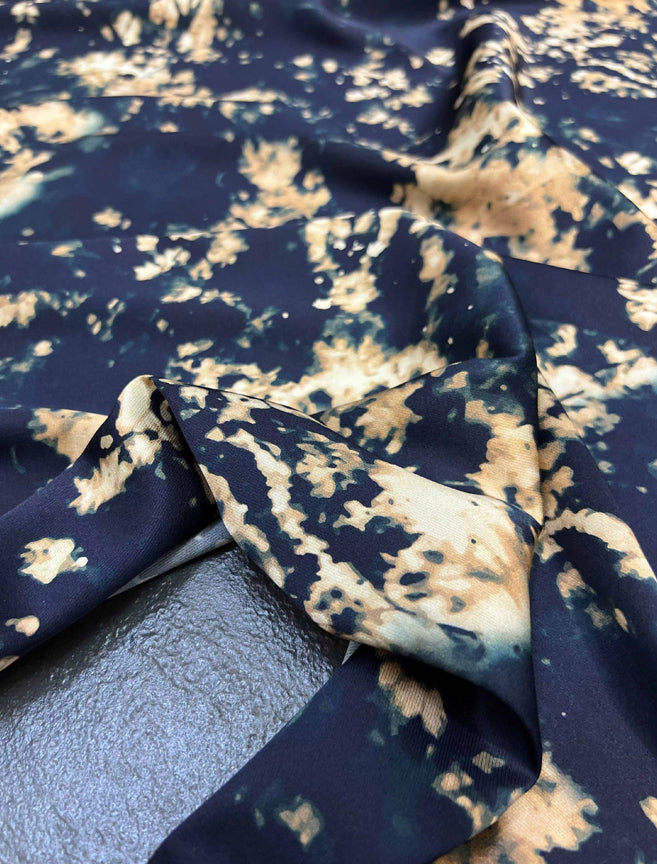 Twill Silk Fabric with Delicate Printed on Black Blue for High-End Summer Dress Shirt Cheongsam,55'' Wide 20MM Heavy Silk Fabric DIY Sewing Material R404