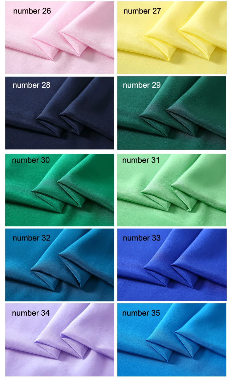 45'' Wide 16MM Solid Color Silk Crepe de Chine Fabric for Summer Soft Dress Shirt Clothes Cheongsam DIY Sewing Material Y051