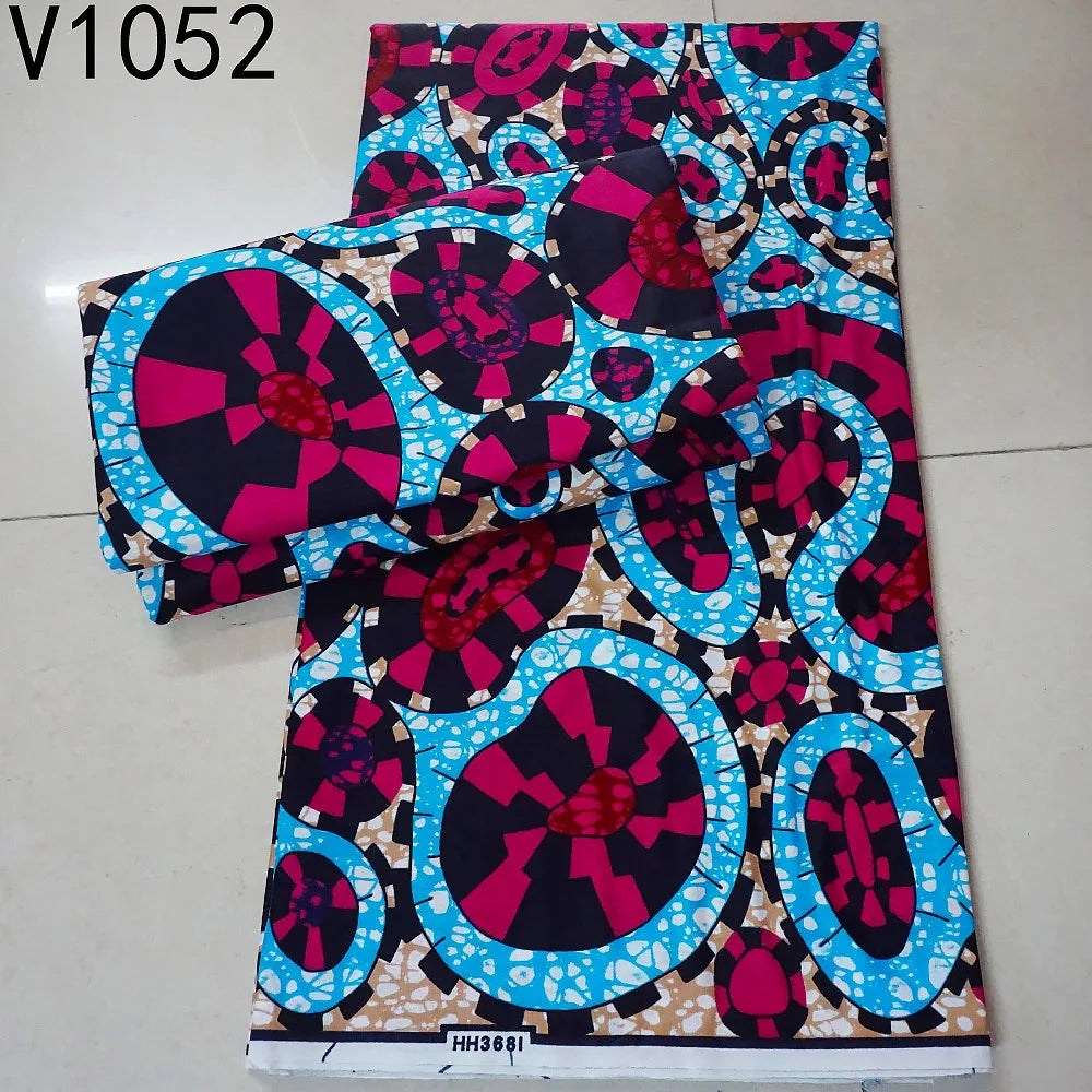 13Colors 115CM Wide 6Yards Long 24*24Yarns Printed African Wax Batik Cotton Fabric for DIY Sewing Clothing Sofa Cushion R757