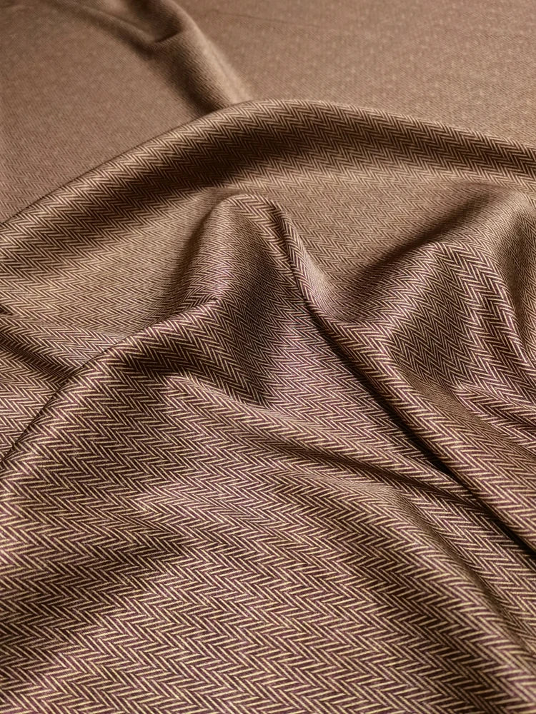 55'' Wide 20MM Thickness Printed Stretch Coffee Color Twill Silk Fabric by Yard for DIY Sewing Summer Spring Plants Blouse Dress Cheongsam Silk Material D1210