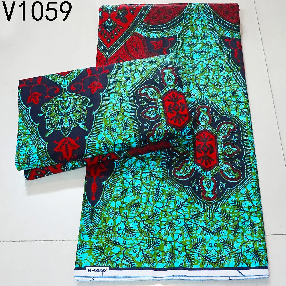 13Colors 115CM Wide 6Yards Long 24*24Yarns Printed African Wax Batik Cotton Fabric for DIY Sewing Clothing Sofa Cushion R757