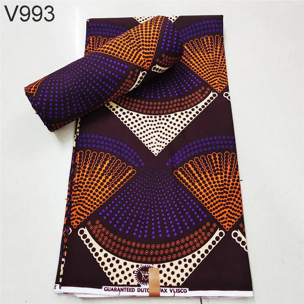 Vibrant Printed African Wax Batik Fabric for Clothes Cushions DIY Summer Sewing Material-6 Yards Long 15 Patterns Prints R1112