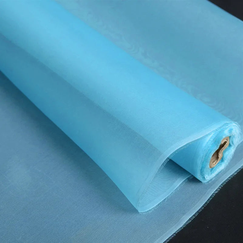 46Colors Available!55'' Wide 5MM Solid Color White Yellow Green Silk Organza Fabric by Yard for Bubble Dress DIY Clothing Stiff Thin Fabric DIY Sewing Material F111