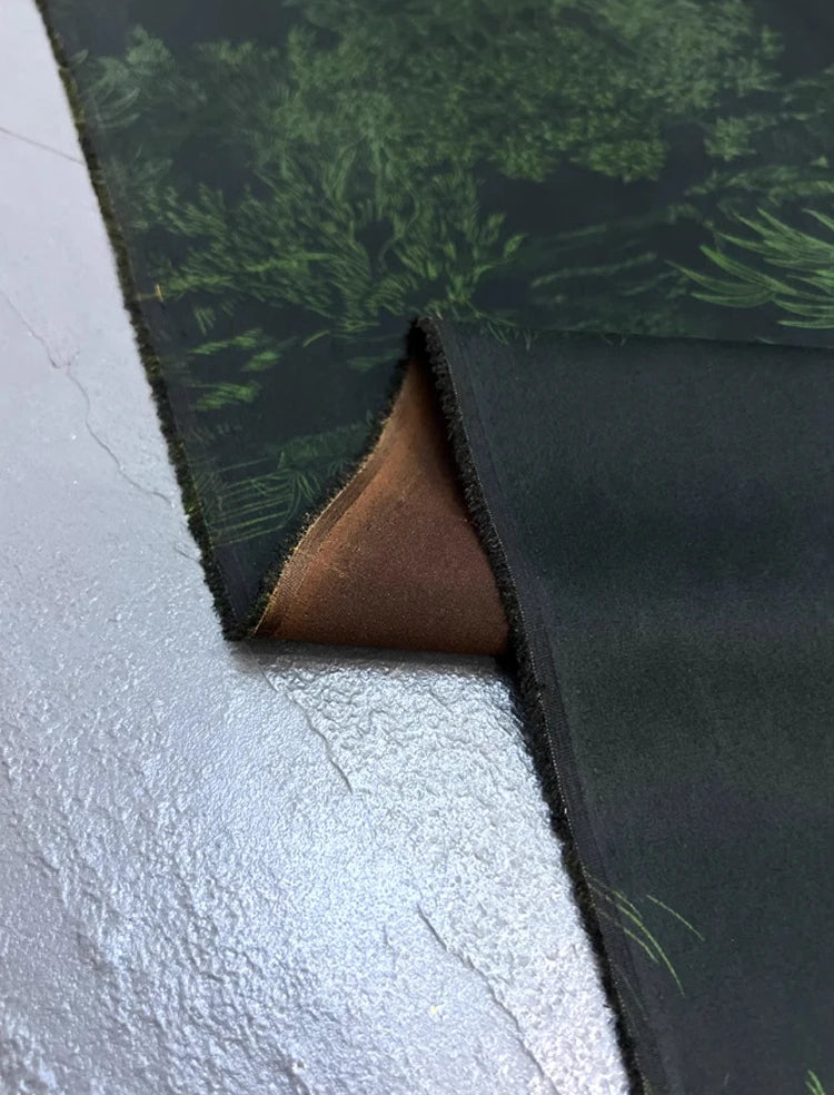 Trees Print Black Green Stretch Silk Fabric - Wide 47'' - Ideal for Dress & Cheongsam - High-Quality 25MM Heavy Silk Fabric Sewing Material D1261
