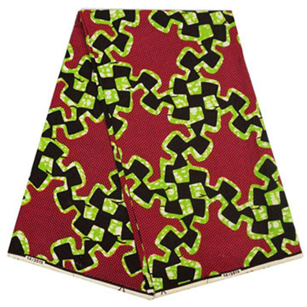Special Geometry Printed Dark Red Cotton African Batik Wax Fabric for Sewing Clothes Sofa Tablecloth 115CM Wide 6Yards Long R860