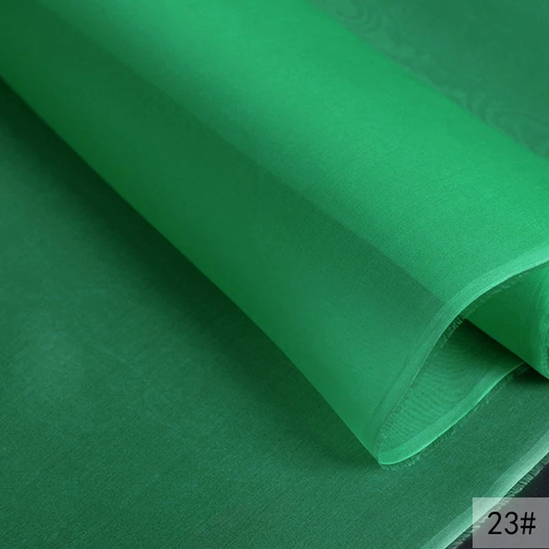 46Colors Available!55'' Wide 5MM Solid Color White Yellow Green Silk Organza Fabric by Yard for Bubble Dress DIY Clothing Stiff Thin Fabric DIY Sewing Material F111