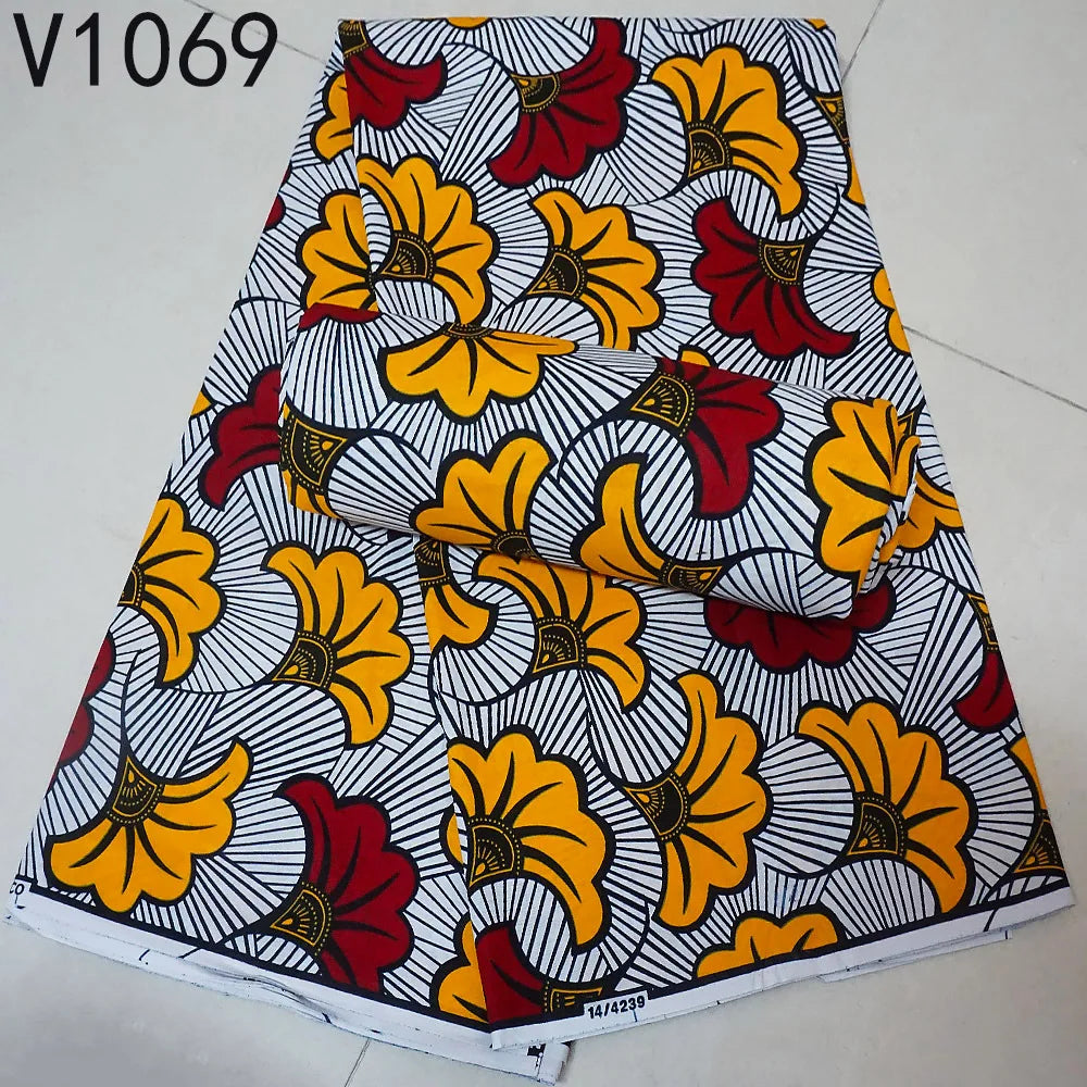115CM Wide 6Yards Long,African Printed Wax Fabric,Cotton Batik Fabric for DIY Sewing Cushion Clothes Curtain 13 Patterns Available R736