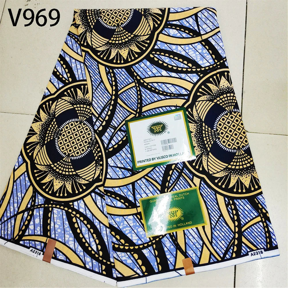 115CM Wide 6Yards Long,African Printed Wax Fabric,Cotton Batik Fabric for DIY Sewing Cushion Clothes Curtain 13 Patterns Available R736