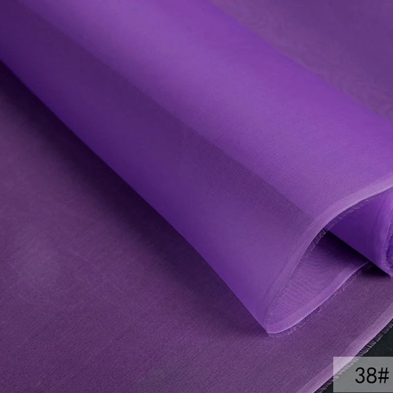 46Colors Available!55'' Wide 5MM Solid Color White Yellow Green Silk Organza Fabric by Yard for Bubble Dress DIY Clothing Stiff Thin Fabric DIY Sewing Material F111