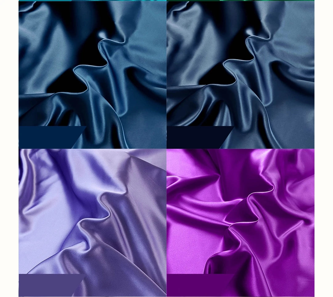 45'' Wide 16MM Solid Color Silk Crepe Plain Fabric by Yard for Summer Spring Red Blue White Dress Shirt Clothes Cheongsam Pajamas DIY Sewing Material SC019