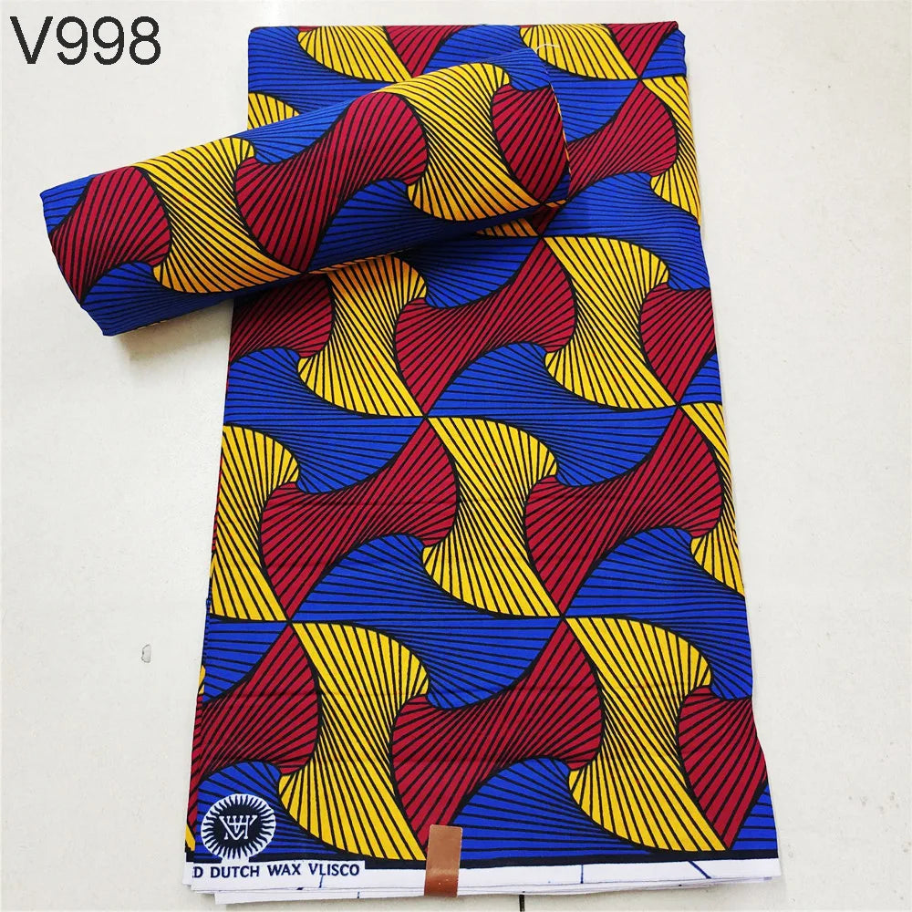 Vibrant Printed African Wax Batik Fabric for Clothes Cushions DIY Summer Sewing Material-6 Yards Long 15 Patterns Prints R1112