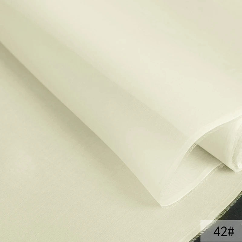 46Colors Available!55'' Wide 5MM Solid Color White Yellow Green Silk Organza Fabric by Yard for Bubble Dress DIY Clothing Stiff Thin Fabric DIY Sewing Material F111