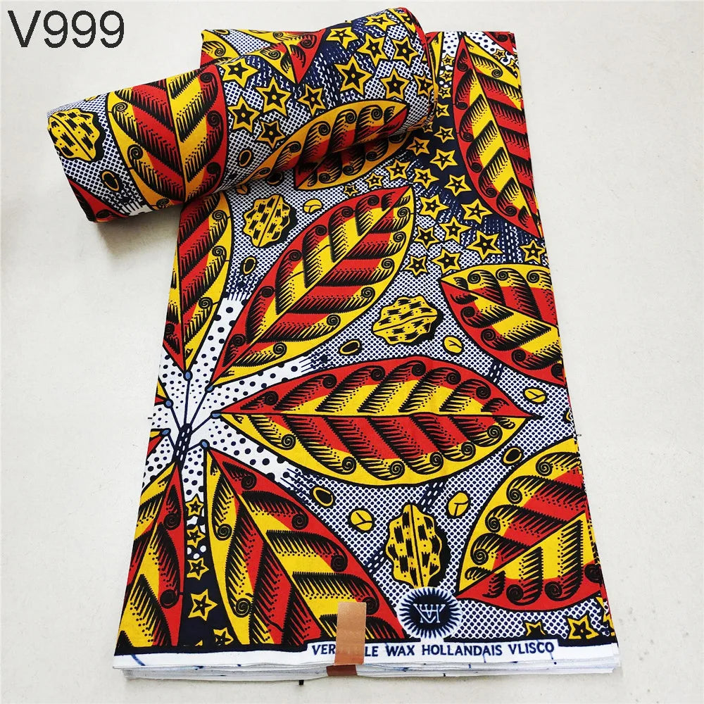 Vibrant Printed African Wax Batik Fabric for Clothes Cushions DIY Summer Sewing Material-6 Yards Long 15 Patterns Prints R1112