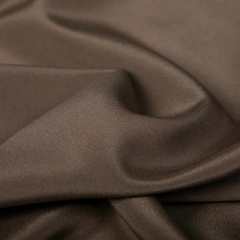 Elastic Silk Crepe Fabric by Yard-Ideal for Making Cheongsam Dress-Chocolate Color Heavy Silk Fabric-42'' Wide 94% Silk 6% Spandex DIY Sewing Material R027