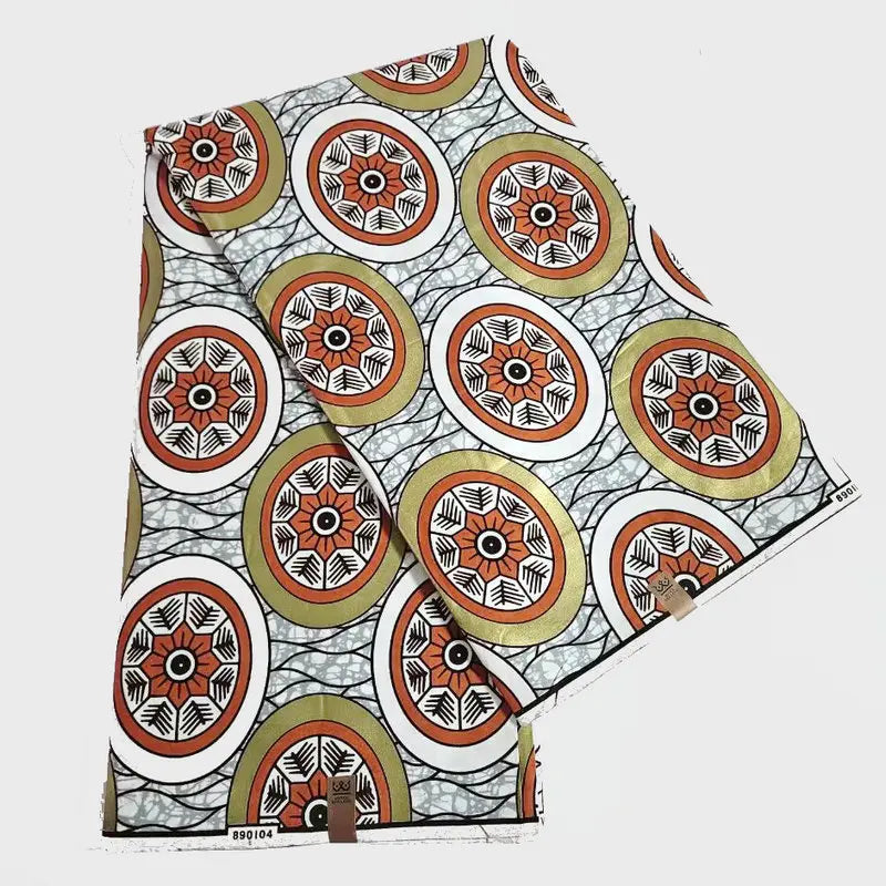 Golden Circle Printed African Wax Batik Fabric,6 Yards Long,Cotton Material for Summer Spring Clothing Curtains Sofa DIY R932
