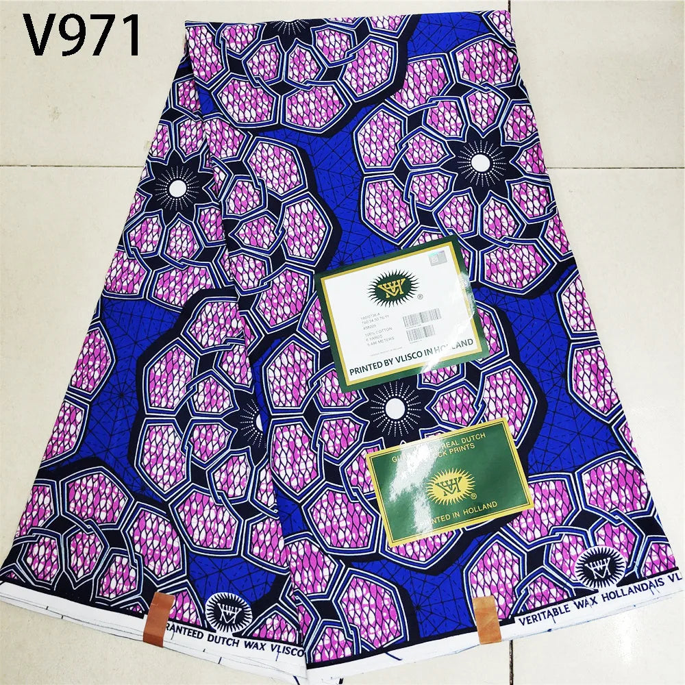 115CM Wide 6Yards Long,African Printed Wax Fabric,Cotton Batik Fabric for DIY Sewing Cushion Clothes Curtain 13 Patterns Available R736