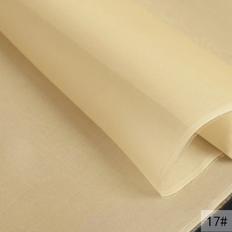 46Colors Available!55'' Wide 5MM Solid Color White Yellow Green Silk Organza Fabric by Yard for Bubble Dress DIY Clothing Stiff Thin Fabric DIY Sewing Material F111