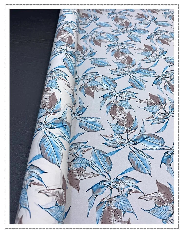 Floarl Printed Silk Fabric with Spandex and Elastic Stretch for Dressmaking Cheongsam 55'' Wide 19MM Thickness DIY Sewing Silk Fabric Material D1353