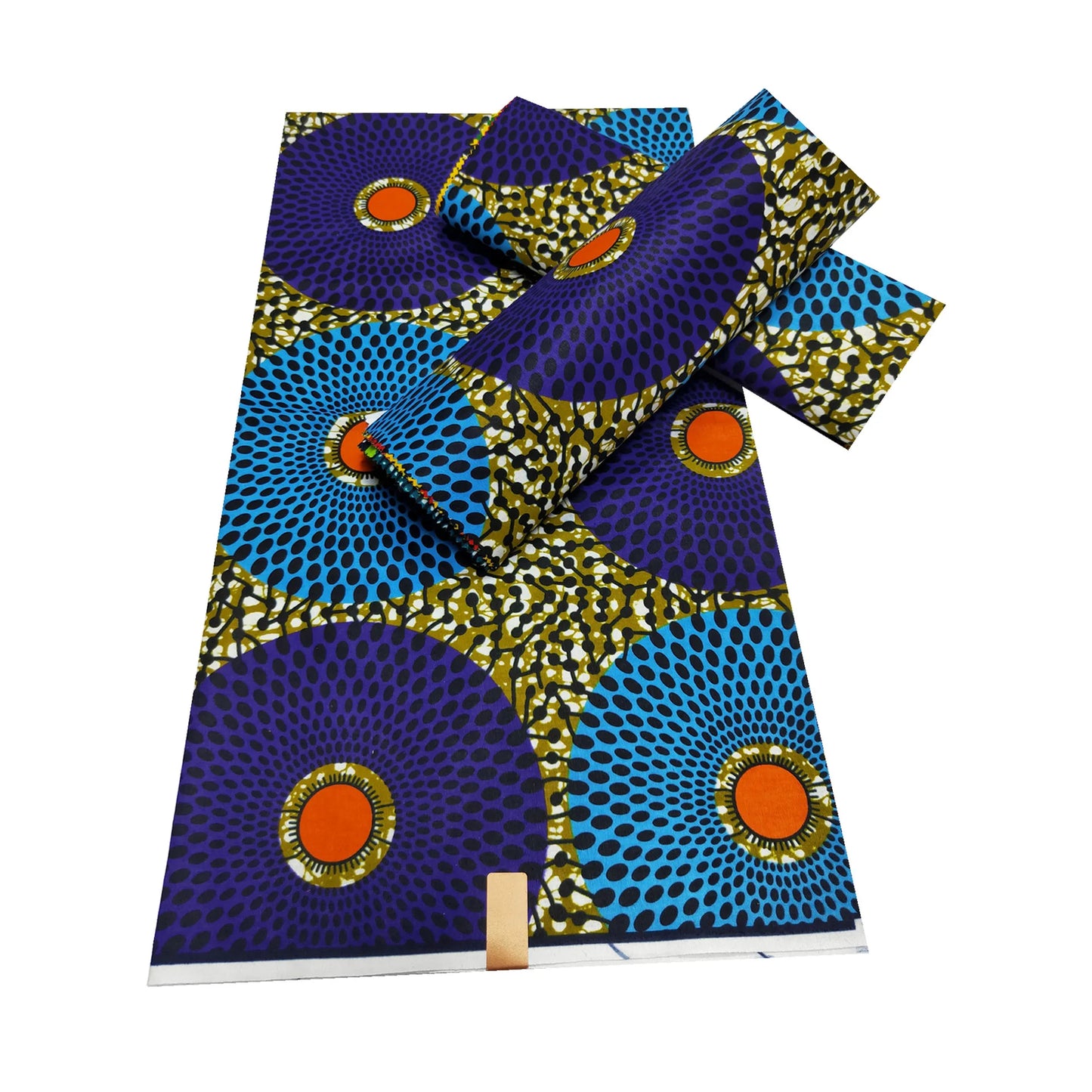 Blue Balls Prints African Wax Fabric,6 Yards Long,100% Cotton Batik Sewing Material for Summer Spring Clothing Curtain Sofa R933