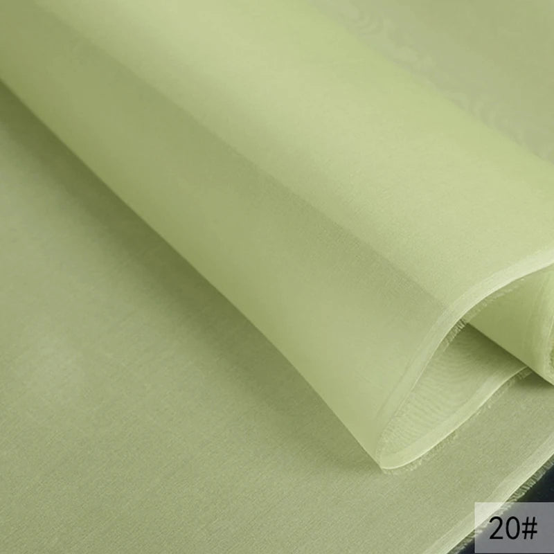 46Colors Available!55'' Wide 5MM Solid Color White Yellow Green Silk Organza Fabric by Yard for Bubble Dress DIY Clothing Stiff Thin Fabric DIY Sewing Material F111