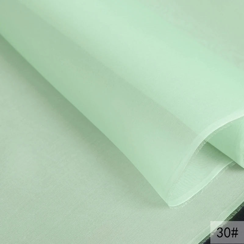 46Colors Available!55'' Wide 5MM Solid Color White Yellow Green Silk Organza Fabric by Yard for Bubble Dress DIY Clothing Stiff Thin Fabric DIY Sewing Material F111