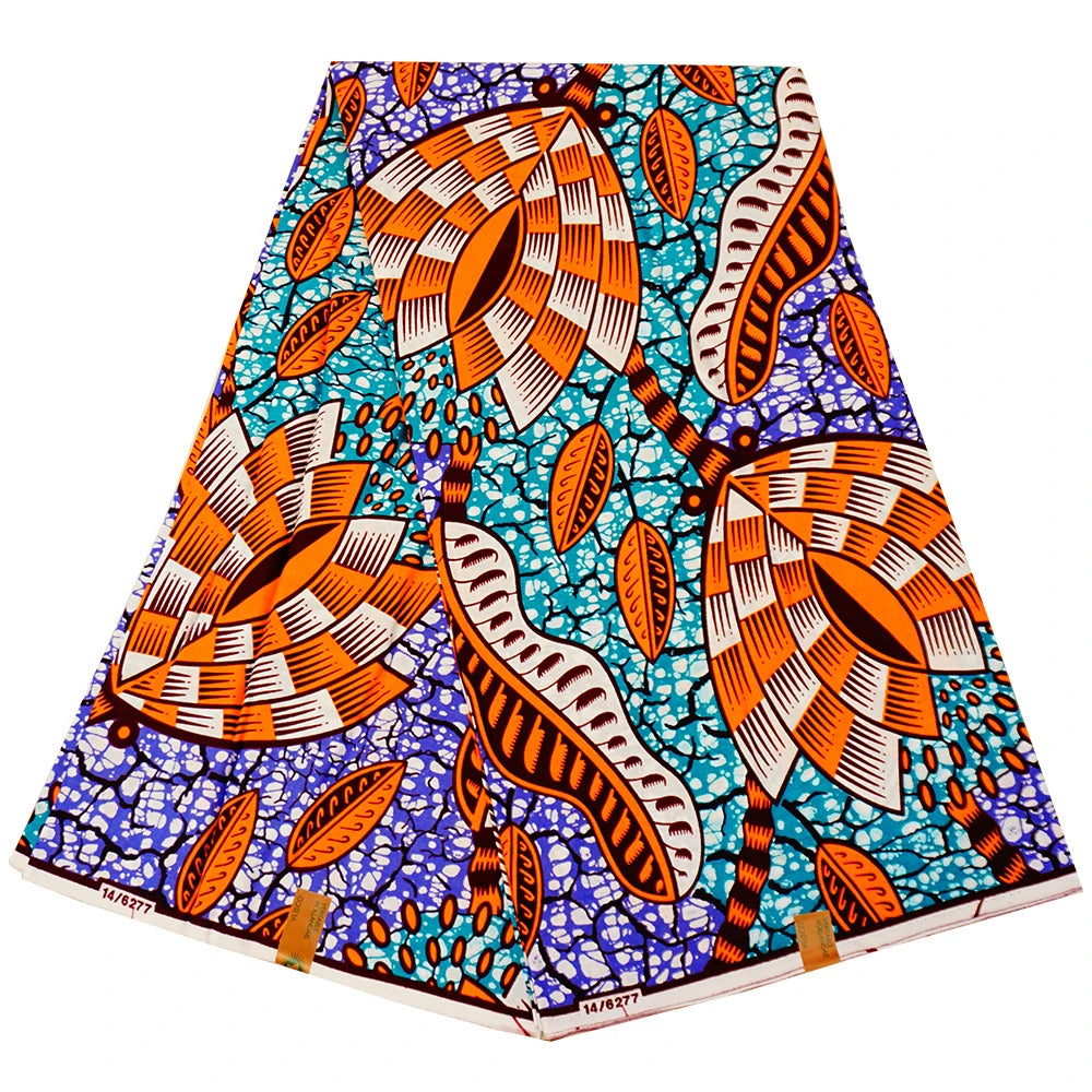16Patterns Available Vibrant Printed African Wax Batik Fabric for Clothes and Cushions DIY Summer Cotton Material-6 Yards R1113