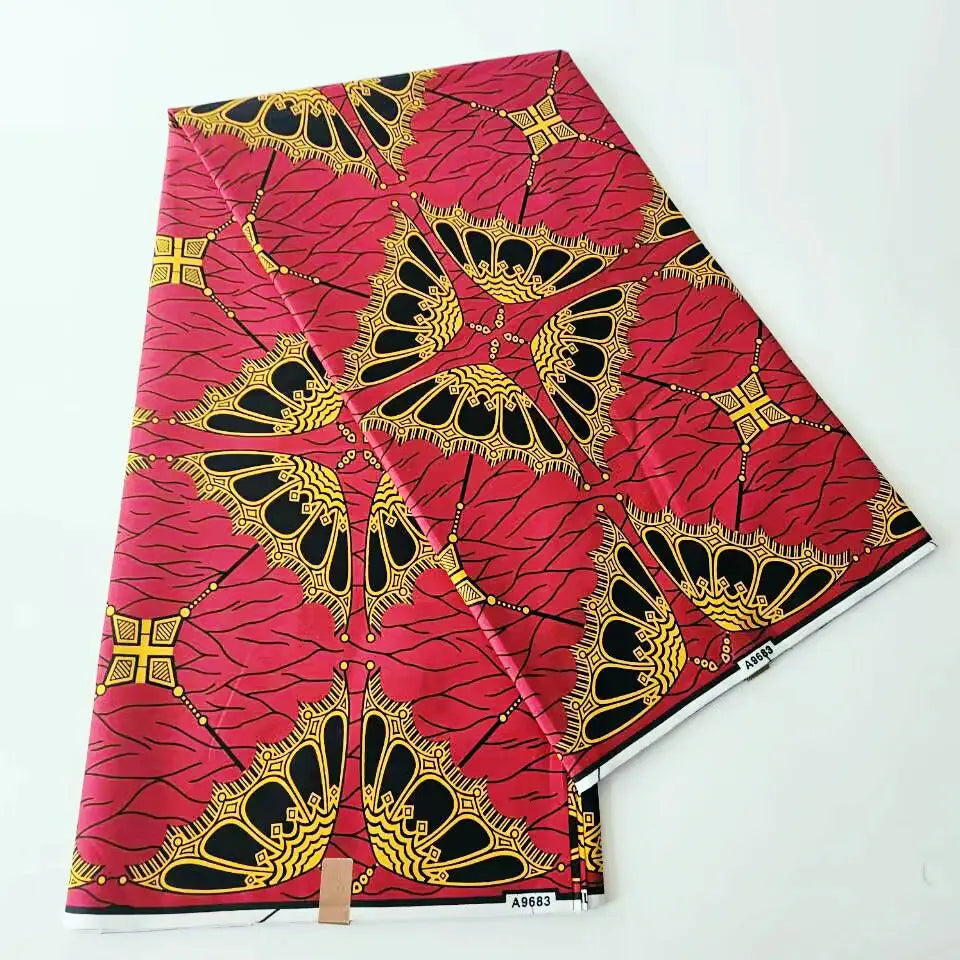 African Ankara Wax Fabric in 9 Patterns Geometric Print,115CM Wide 6Yards Long,Cotton Batik Material for Spring Clothing Sewing R913