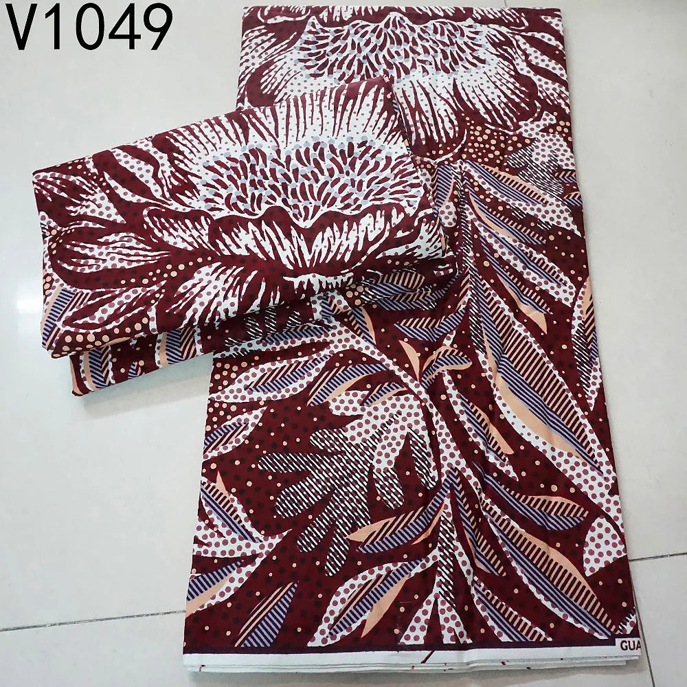 13Colors 115CM Wide 6Yards Long 24*24Yarns Printed African Wax Batik Cotton Fabric for DIY Sewing Clothing Sofa Cushion R757