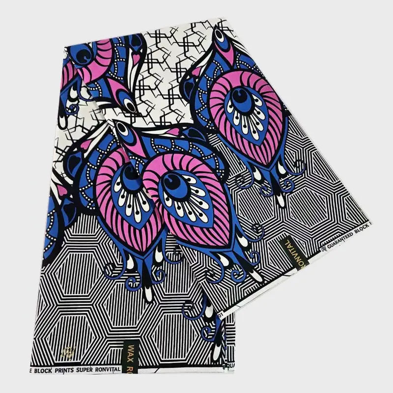 African Style Printed Wax Fabric for Sewing Crafting,115CM Wide 6 Yards Long,Batik Cotton Fabric for DIY Summer Clothes Sofa R993
