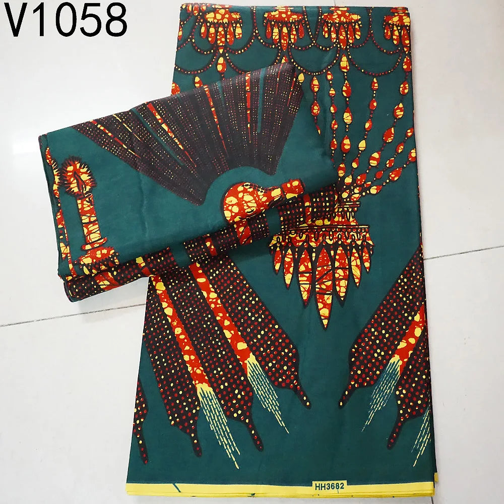 13Colors 115CM Wide 6Yards Long 24*24Yarns Printed African Wax Batik Cotton Fabric for DIY Sewing Clothing Sofa Cushion R757