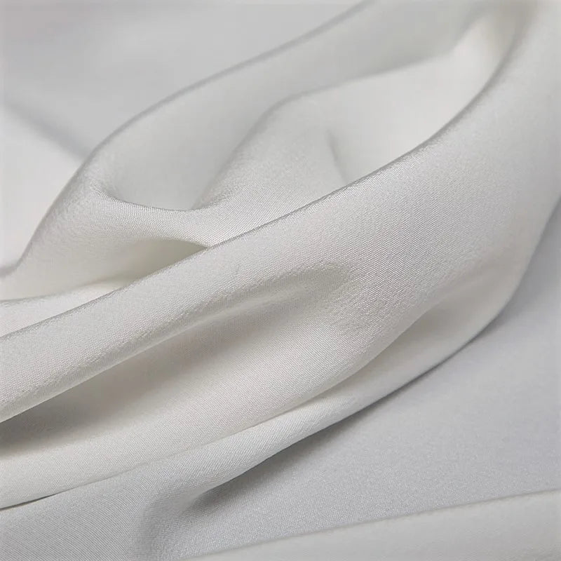 Black Blue White Silk Crepe Fabric by Yard for Sewing Dressmaking Cheongsam Suit Pants 140CM Wide 21MM Thick Solid Color Heavy Silk Fabric R062