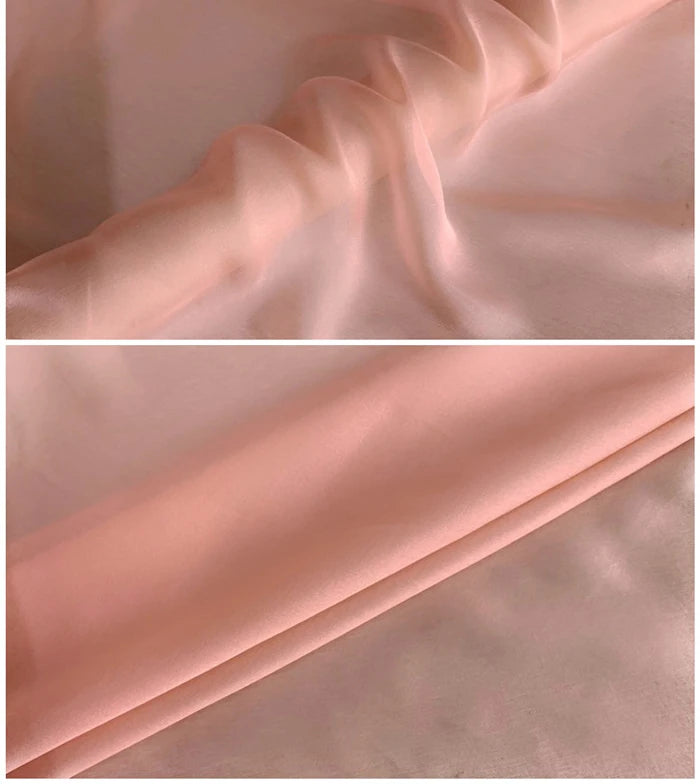 12Colors Available 55'' Wide 6MM Solid Color Thin Silk Chiffon Fabric Summer Dress Scarf by 1 Yard DIY Sewing Material X056