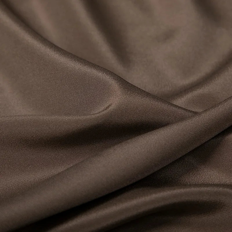Elastic Silk Crepe Fabric by Yard-Ideal for Making Cheongsam Dress-Chocolate Color Heavy Silk Fabric-42'' Wide 94% Silk 6% Spandex DIY Sewing Material R027