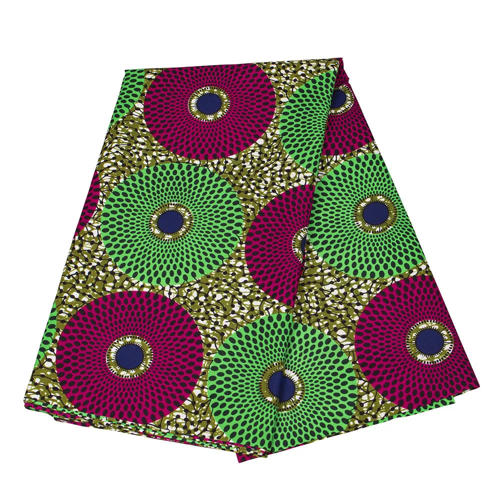 Geometry 7Patterns Printed Wax Fabric,Polyester African Batik Fabric for DIY Sewing Clothes Sofa 115CM Wide 6Yards Long R858