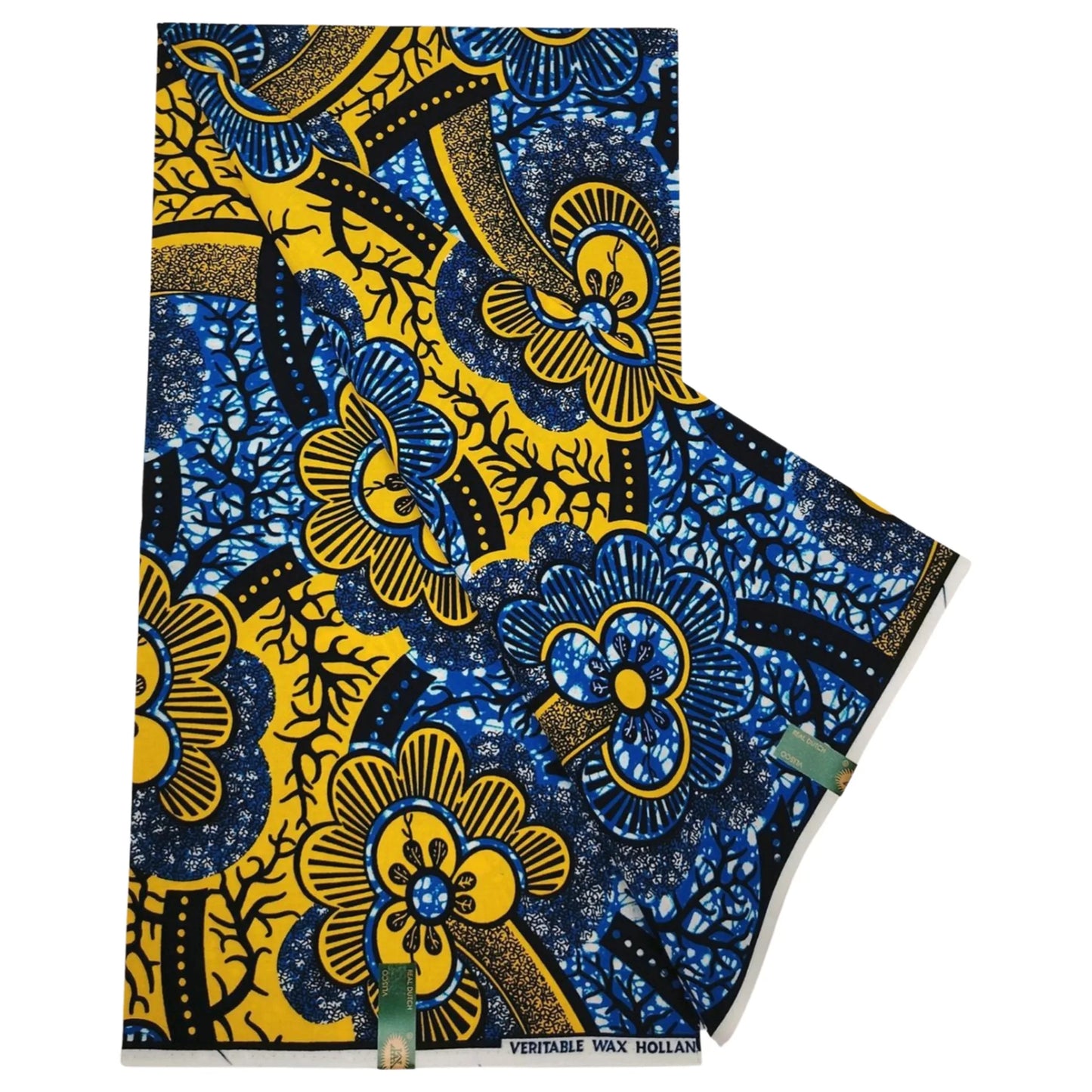 Cotton Fabric for Sewing-6 Yards Long African Wax Batik Fabric with Yellow Floral Print,for Cushion Covers Sofa Clothes R1245