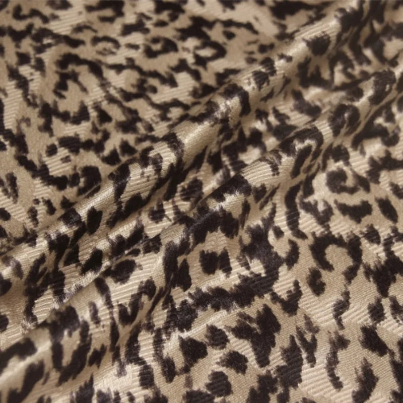 41.3 Wide 180g/m Brown Leopard Silk Cotton Fabric for Sewing Jacket Dress Coat Pants Jacquard Fabric for DIY R1875