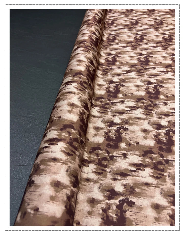 Soft Blouse Cheongsam Dress Silk Fabric with Printed on Brown - 55'' Wide 19MM Thickness Stretch Silk Fabric by Yard DIY Sewing Material R399