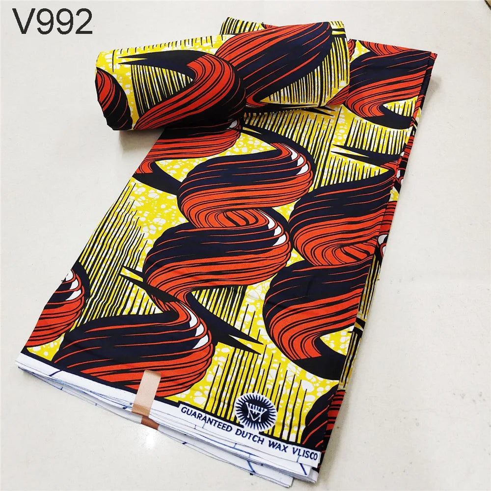 Vibrant Printed African Wax Batik Fabric for Clothes Cushions DIY Summer Sewing Material-6 Yards Long 15 Patterns Prints R1112