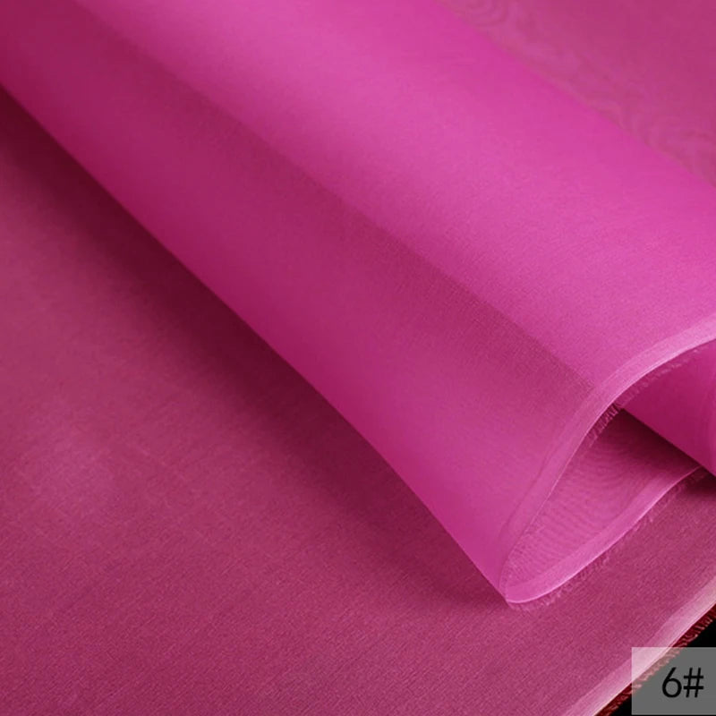 46Colors Available!55'' Wide 5MM Solid Color White Yellow Green Silk Organza Fabric by Yard for Bubble Dress DIY Clothing Stiff Thin Fabric DIY Sewing Material F111