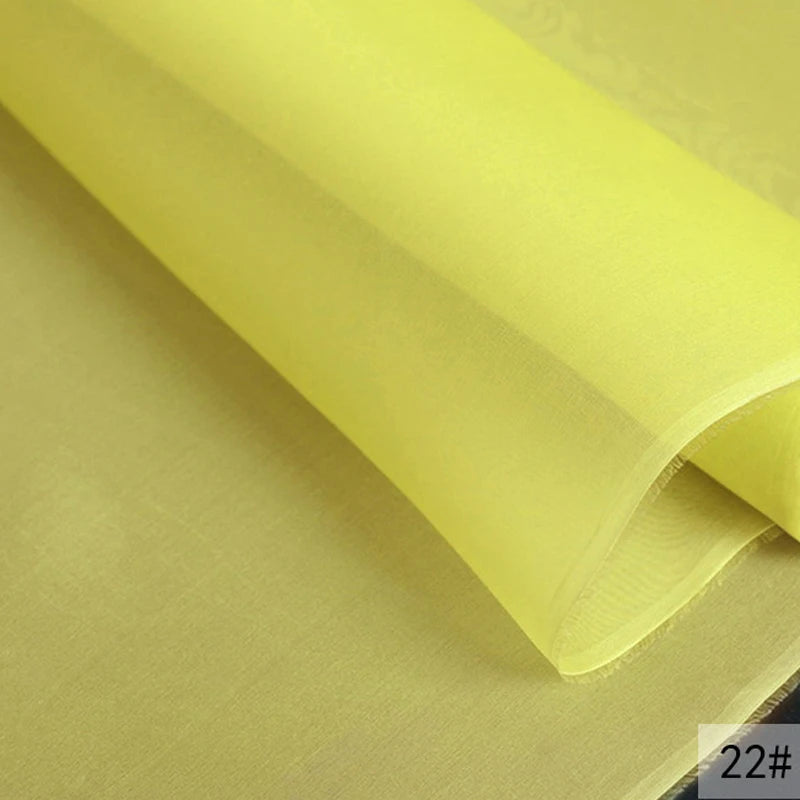 46Colors Available!55'' Wide 5MM Solid Color White Yellow Green Silk Organza Fabric by Yard for Bubble Dress DIY Clothing Stiff Thin Fabric DIY Sewing Material F111