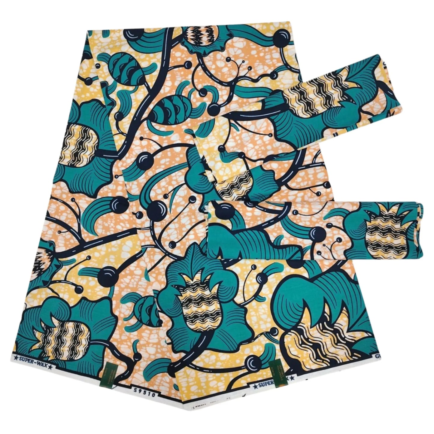 6 Yards Long,4 Colors,Cotton African Wax Batik Fabric,Ideal for DIY Sewing Cushion Covers Sofa Upholstery Summer Dress Pants Clothes R1208