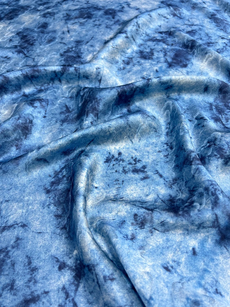 45'' Wide 17MM Thickness Jacquard Silk Fabric by Yard for Summer One-piece Dress Clothes Pants Butterfly Floral Blue Silk Fabric DIY Sewing Material D1542