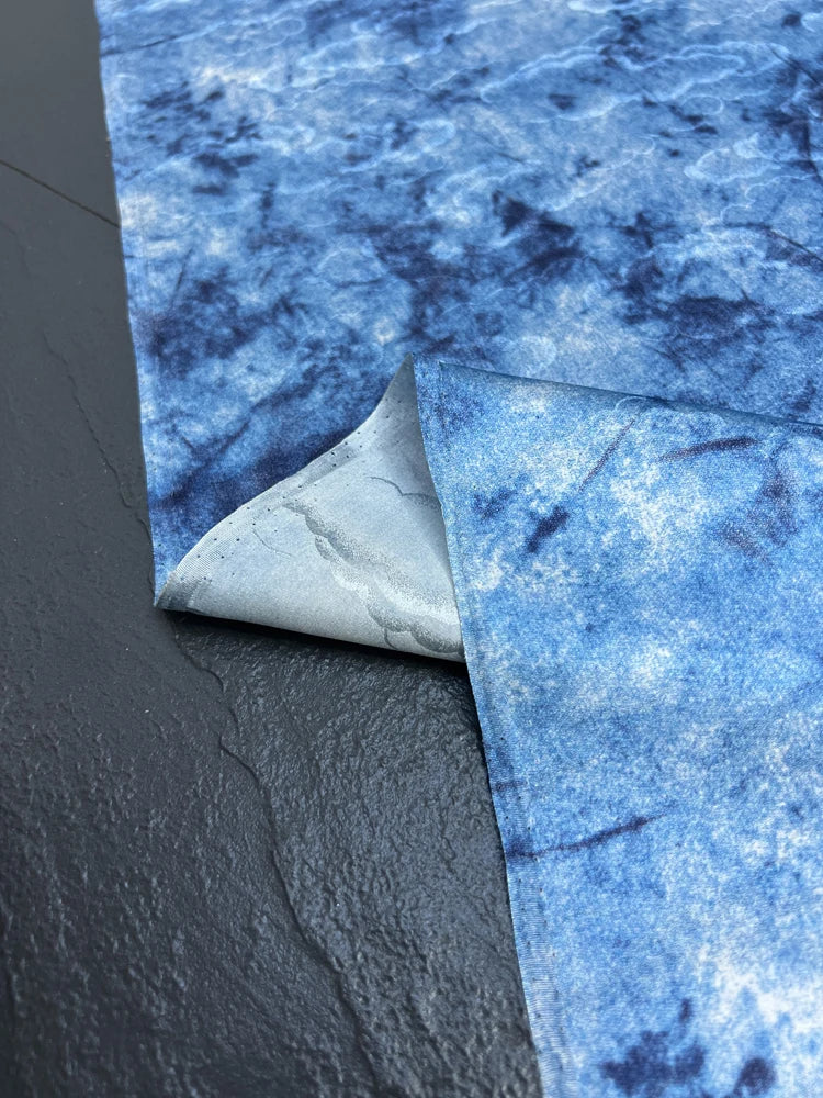 45'' Wide 17MM Thickness Jacquard Silk Fabric by Yard for Summer One-piece Dress Clothes Pants Butterfly Floral Blue Silk Fabric DIY Sewing Material D1542