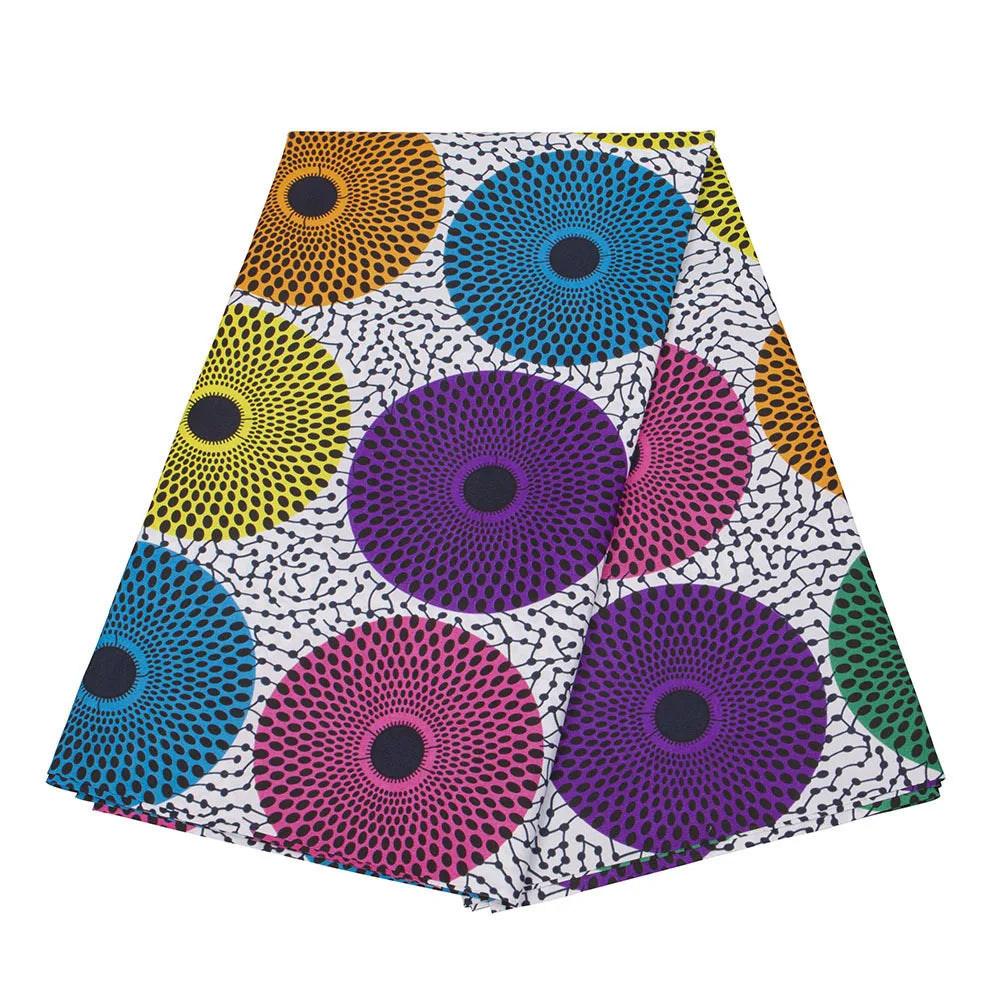 Geometry 7Patterns Printed Wax Fabric,Polyester African Batik Fabric for DIY Sewing Clothes Sofa 115CM Wide 6Yards Long R858