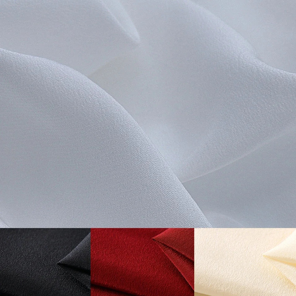 3 Yards Long 55'' Wide 18MM Dyed Solid Color Silk Crepe de Chine Fabric for DIY Sewing Summer Dress Shirt Clothes Cheongsam Y014