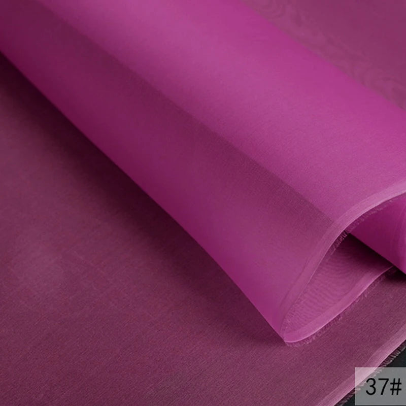 46Colors Available!55'' Wide 5MM Solid Color White Yellow Green Silk Organza Fabric by Yard for Bubble Dress DIY Clothing Stiff Thin Fabric DIY Sewing Material F111