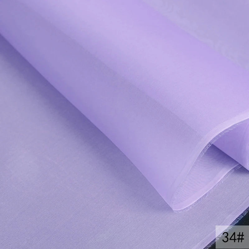 46Colors Available!55'' Wide 5MM Solid Color White Yellow Green Silk Organza Fabric by Yard for Bubble Dress DIY Clothing Stiff Thin Fabric DIY Sewing Material F111