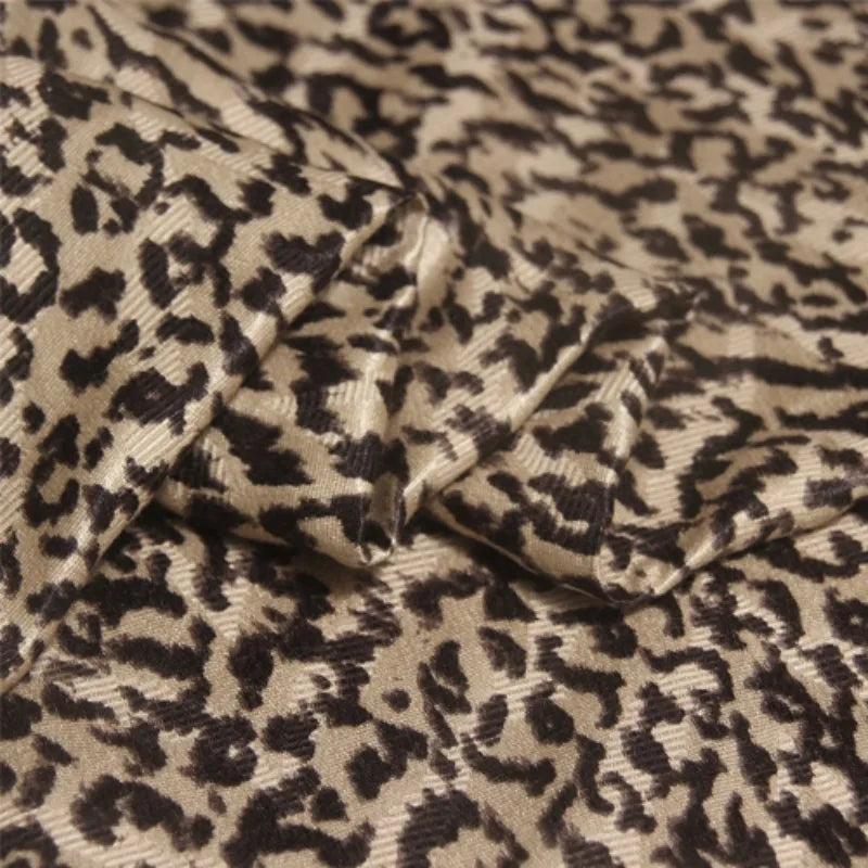 41.3 Wide 180g/m Brown Leopard Silk Cotton Fabric for Sewing Jacket Dress Coat Pants Jacquard Fabric for DIY R1875